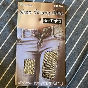 Black Fish Net Tights with Rhinestones